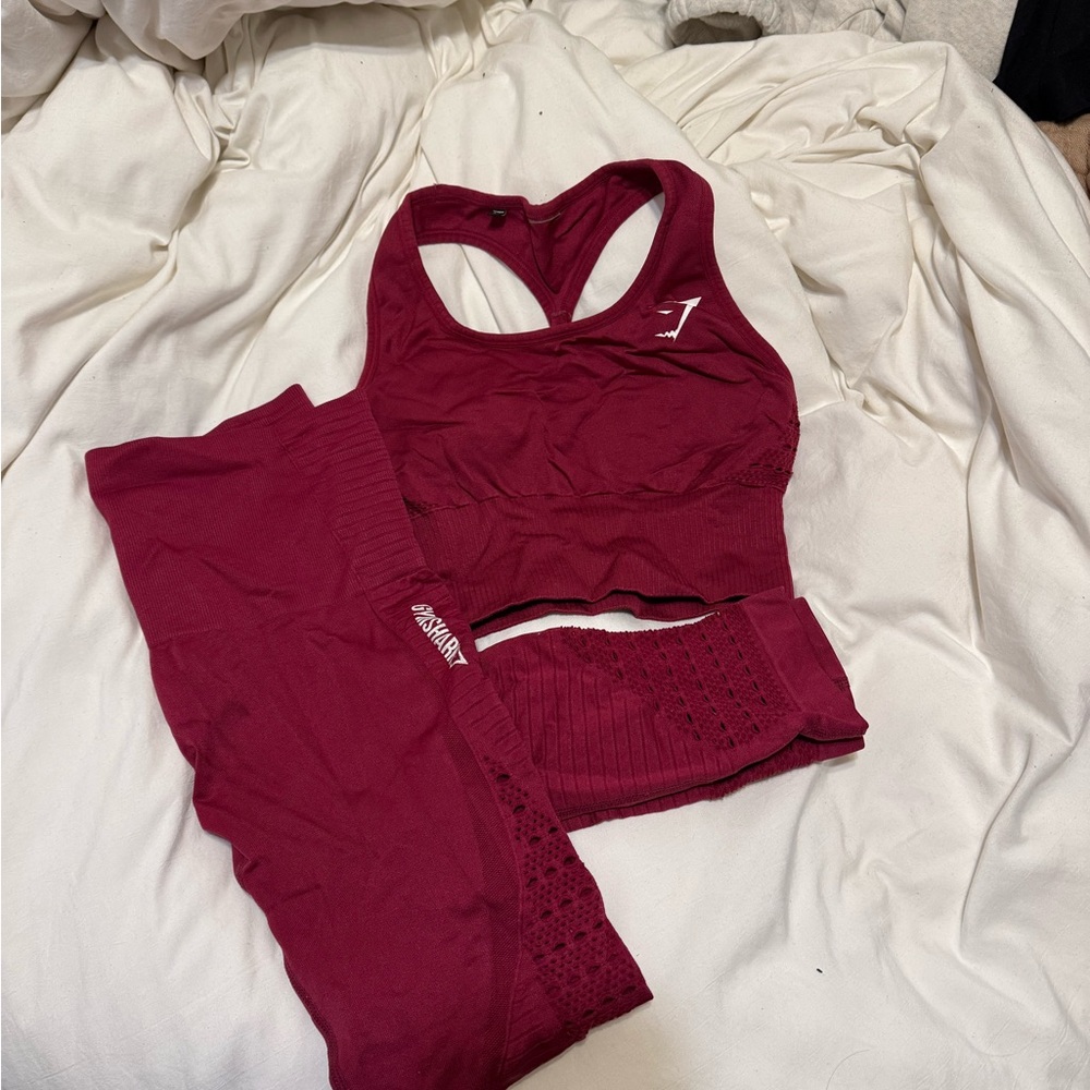 Women's Burgundy Seamless Sports Bra and Leggings Set